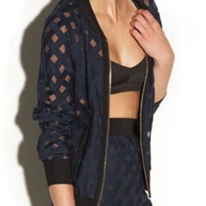 Milly Lattice Mesh Bomber Jacket size small
